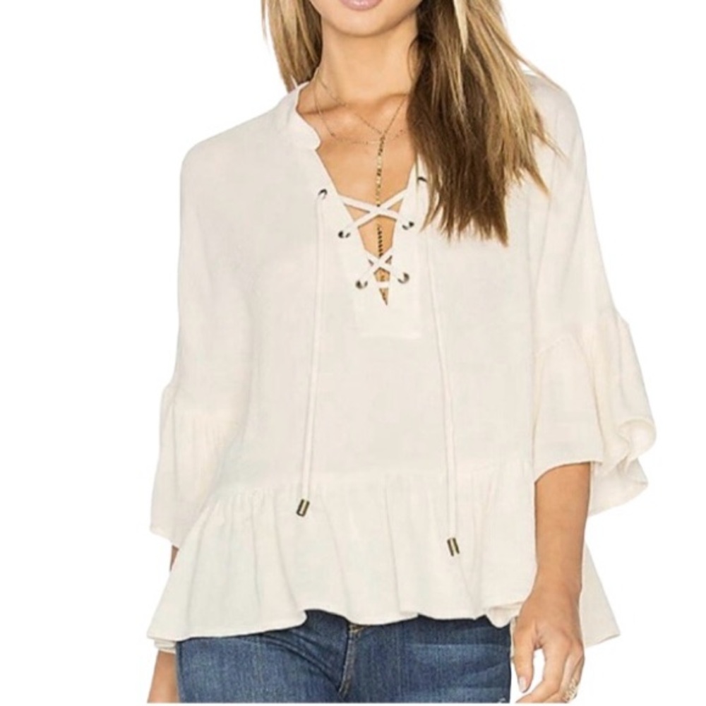 NWT Frye sheer ruffle blouse